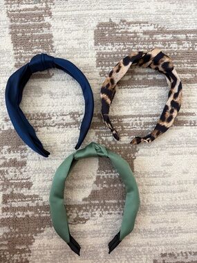 Classic Knot Headband Trio – Navy, Leopard, Sage